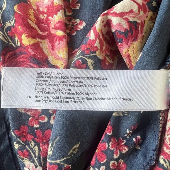 Band of Gypsies Navy Blue Floral Wide Leg Romper Jumpsuit Size Small - Picture 14 of 14